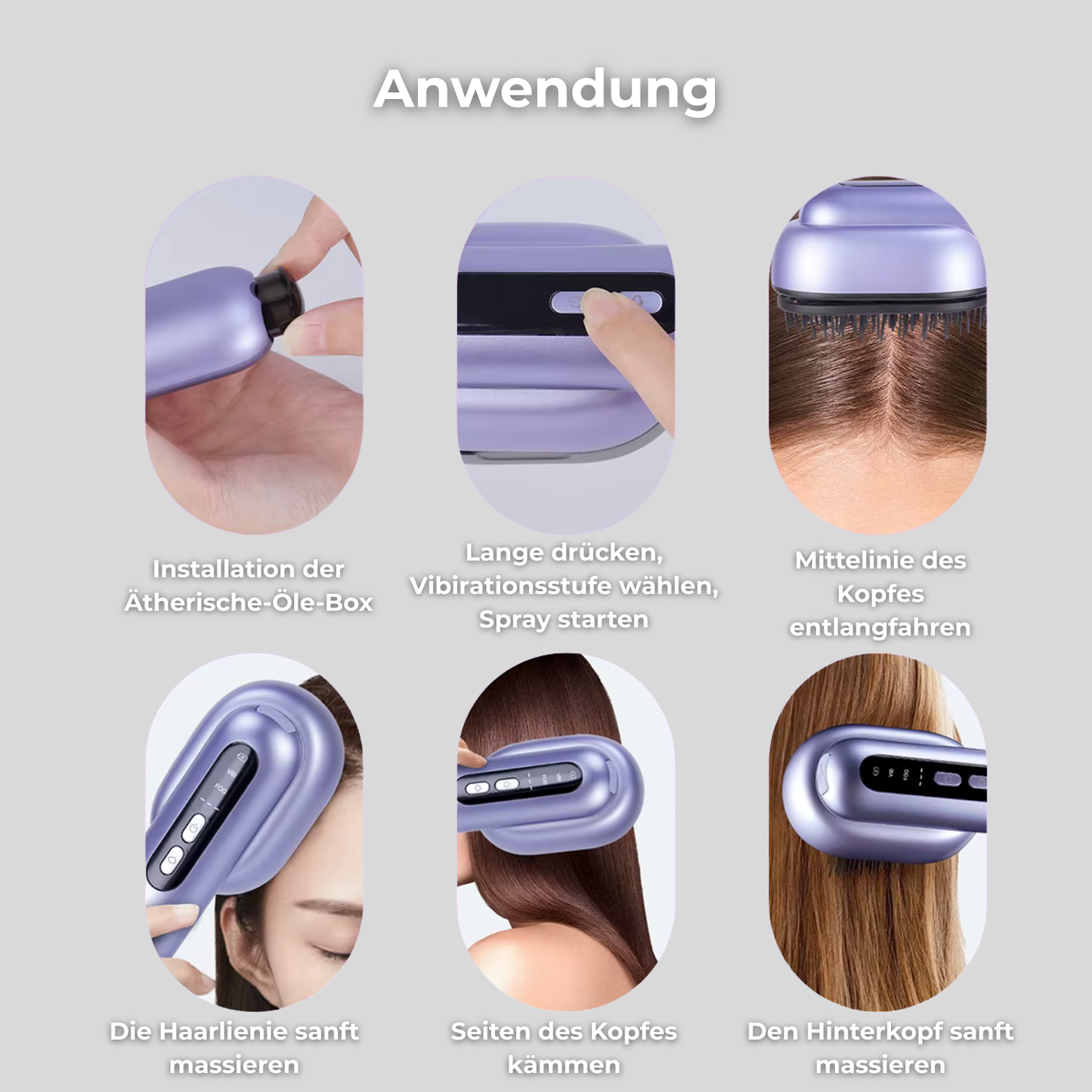 HairCare Pro – Vibrations-Kopfhautmassage & Haarspray-Bürste