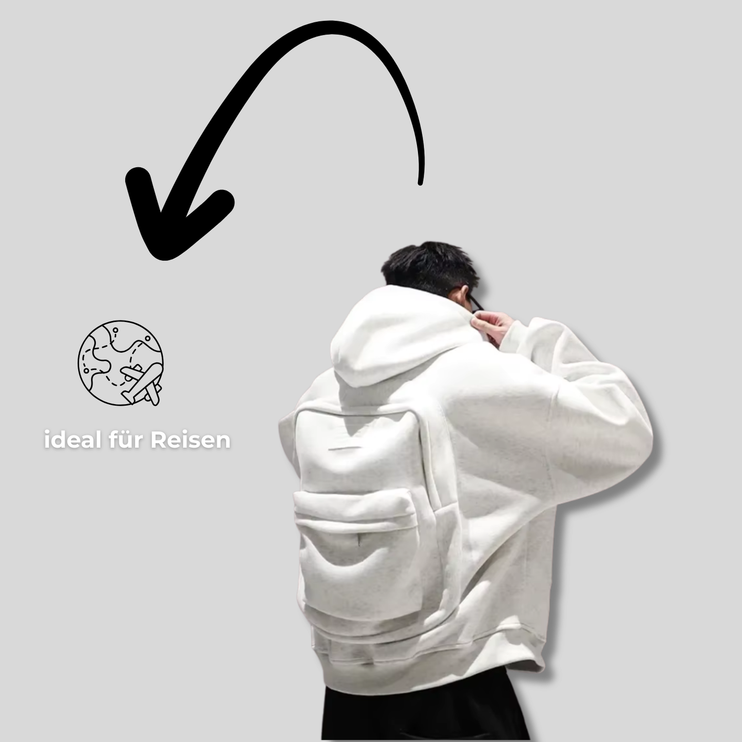 BackHood – Hoodie mit integriertem Rucksack